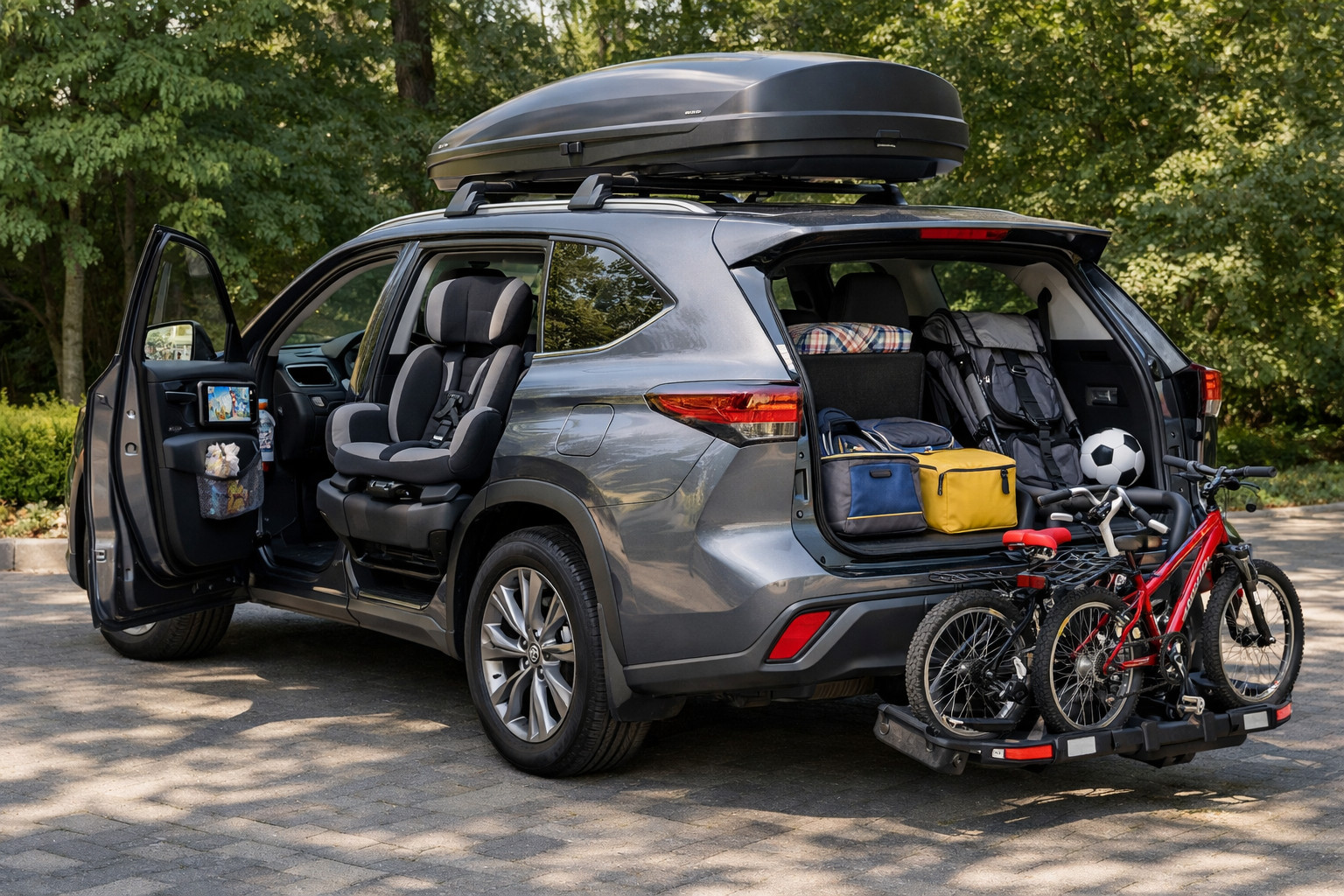 Pack de mejoras para Toyota Highlander: niños, carga y confort diario