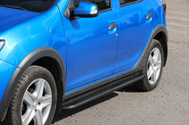 Dacia Sandero 2013-2020 Estribos laterales KB001 (acero inoxidable) Black foto 2