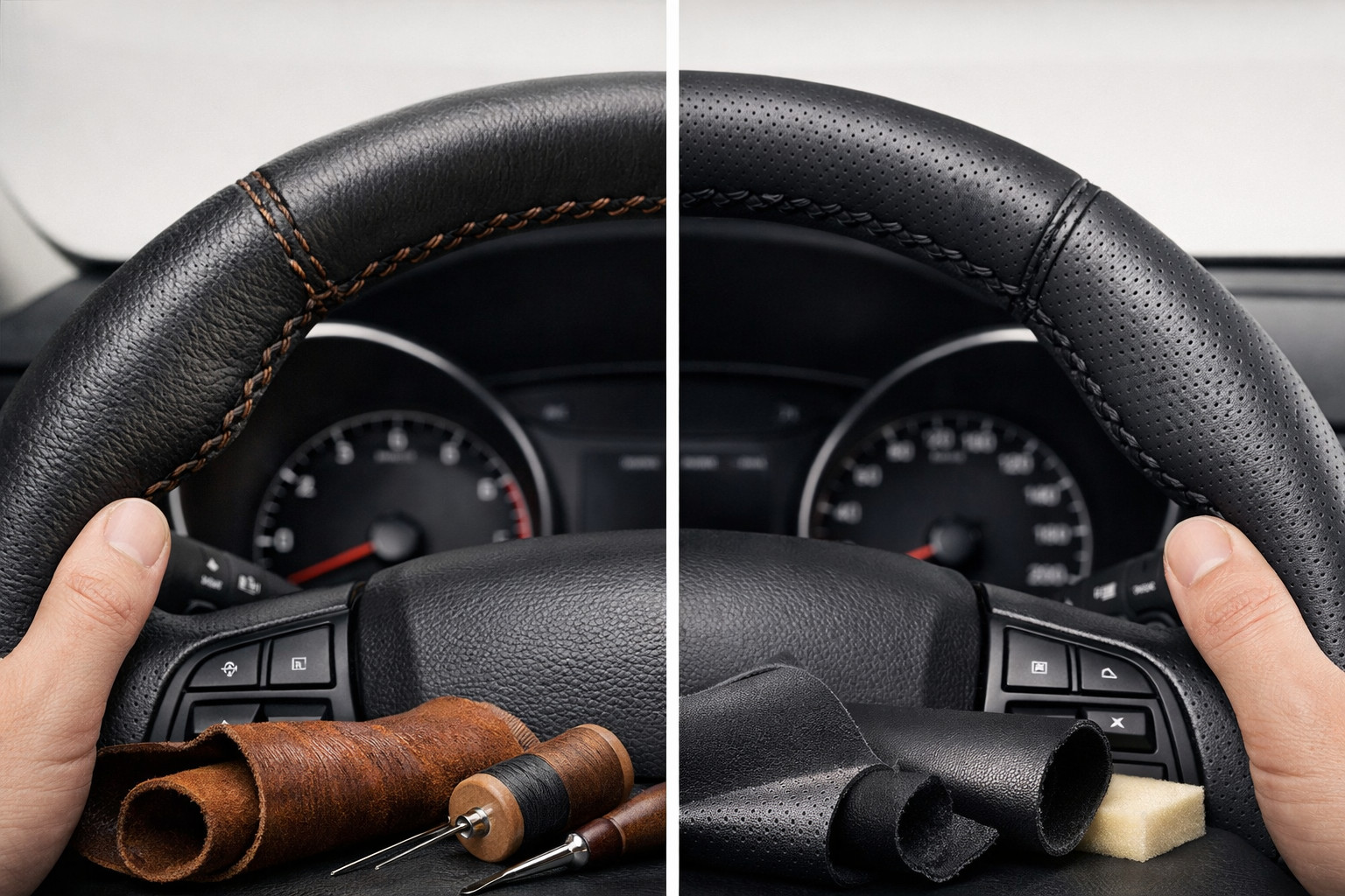 Funda de volante: cuero natural o cuero sintético para el día a día