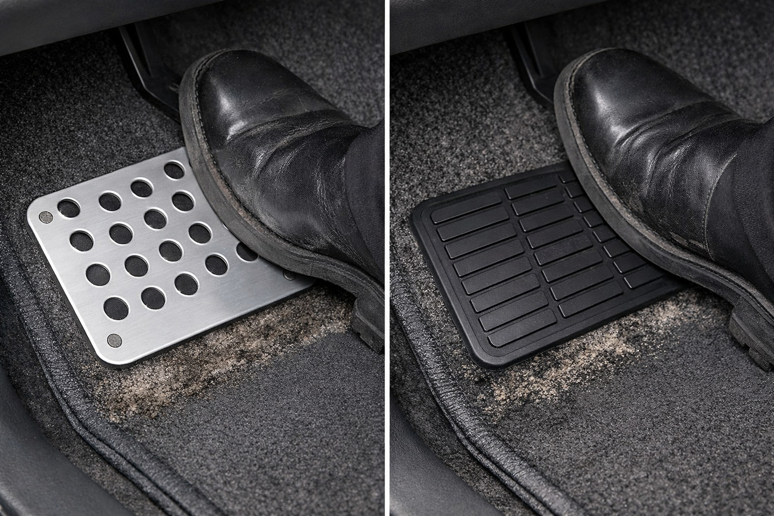 Talón de aluminio o de goma: ¿qué protege mejor las alfombrillas?