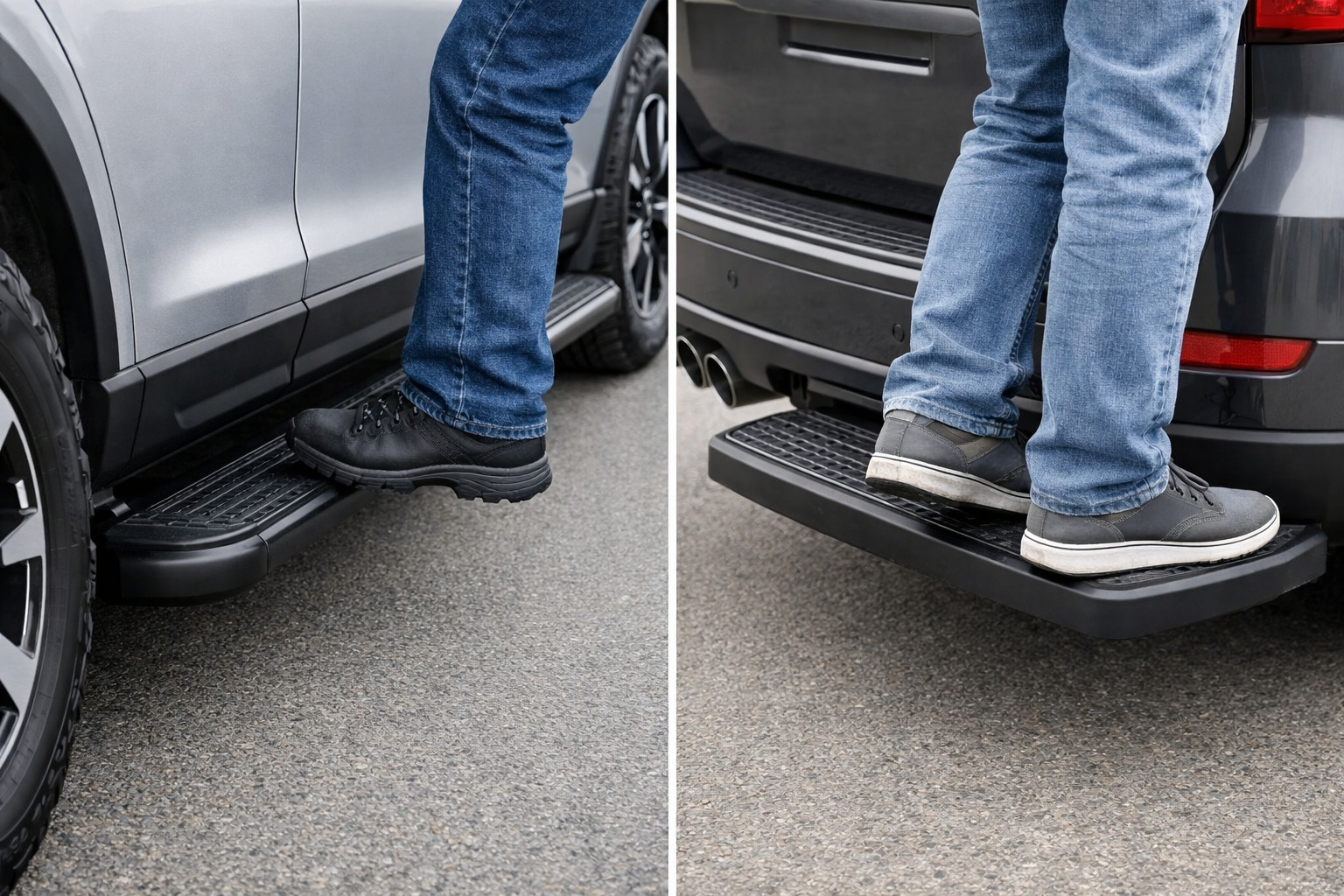 Estribos laterales o escalón trasero: ¿qué es más práctico en una carrocería alta?