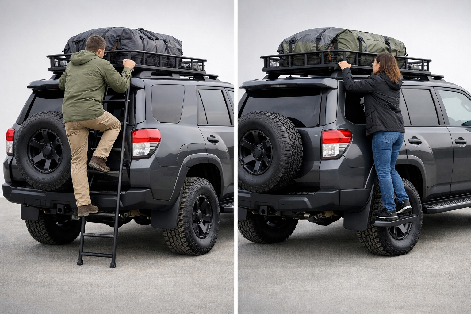 Escalera para SUV o estribos laterales: qué elegir para acceder a la carga del techo
