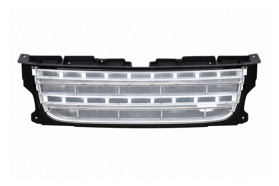 Land Rover Discovery III 2004–2009 Parrilla delantera (restyling D4→D4) marco negro / malla plateada Image