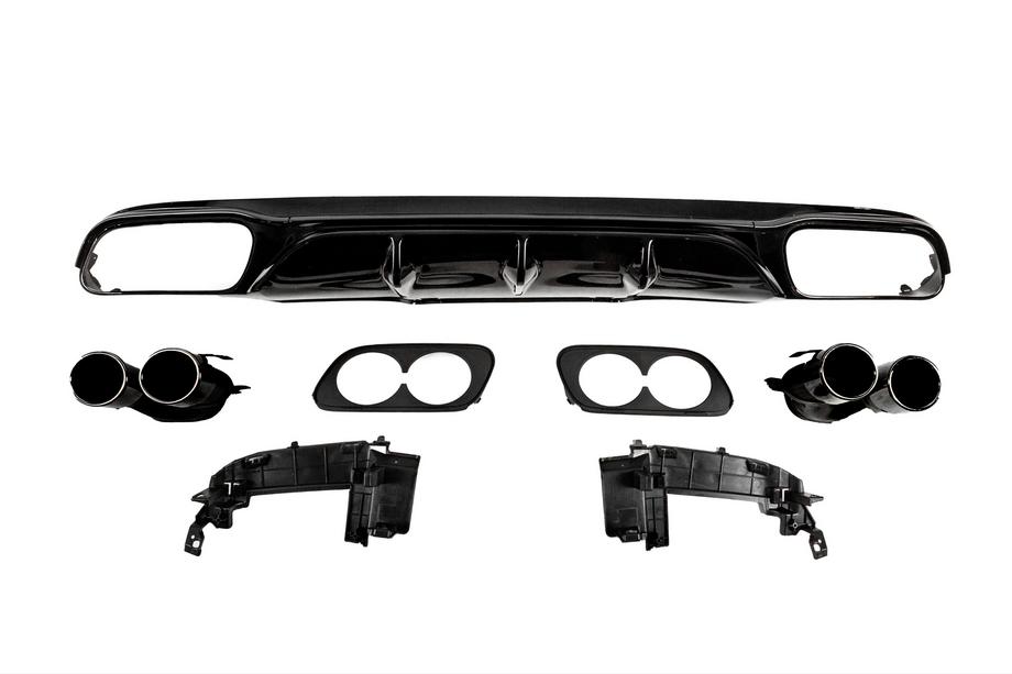 Mercedes E-class W213 2016-2023 Difusor trasero con colas de escape E53-Design Black (para Base) Image