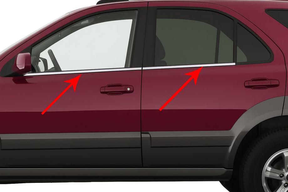 Kia Sorento I BL 2002-2009 Molduras de ventanas acero inoxidable (4 uds) Carmos - Acero Inoxidable Turco Image