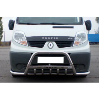 Defensa delantera con barras laterales Exclusive (acero inoxidable) Renault Trafic 2001–2015 foto 1