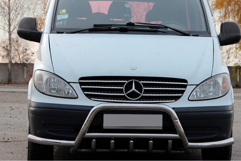 Mercedes Viano 2004-2014 Defensa Delantera WT003-Plus con Barras Laterales (Acero Inoxidable) Image