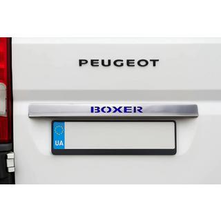 Moldura cromada sobre la matrícula con LED azul (acero inoxidable) Peugeot Boxer 2006-2025 foto 1
