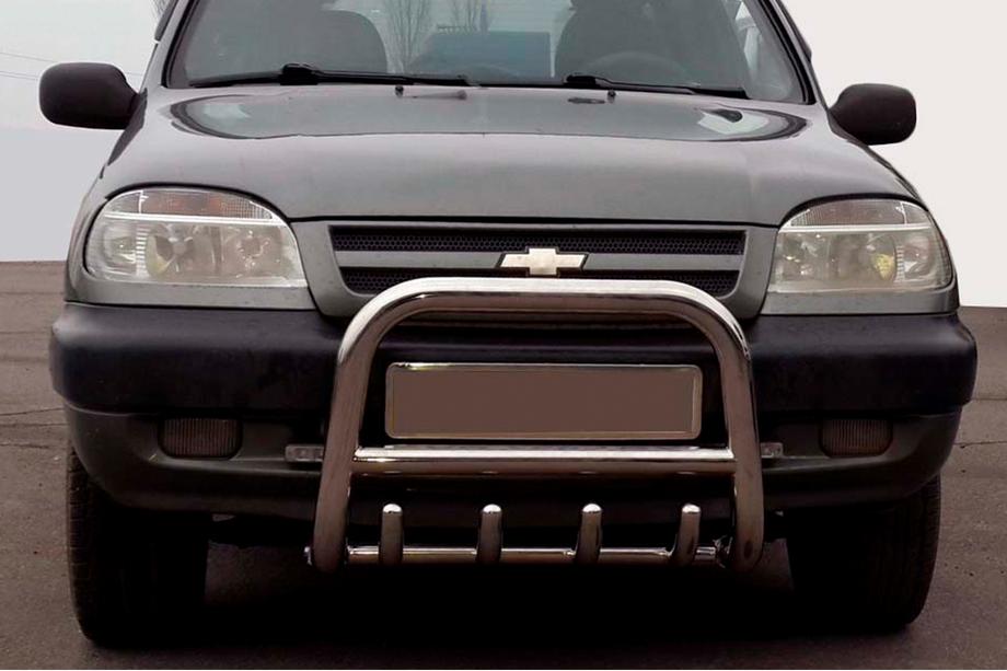 Chevrolet Niva 1998-2020 Defensa Delantera QT006 (Acero Inoxidable) Image
