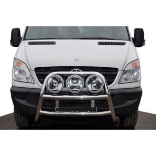 Defensa delantera alta WT018 (acero inoxidable) Mercedes Sprinter W906 2006–2018 foto 1