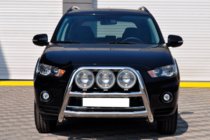 Mitsubishi Outlander 2006-2012 Defensa delantera WT018 (2010-2012, acero inoxidable) foto 1