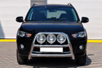 Mitsubishi Outlander 2006-2012 Defensa delantera WT018 (2010-2012, acero inoxidable) foto 1