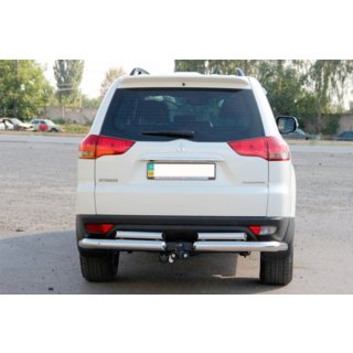Protector trasero AK003-Special (2 uds., acero inoxidable) Mitsubishi Pajero Sport 2008-2015 foto 2
