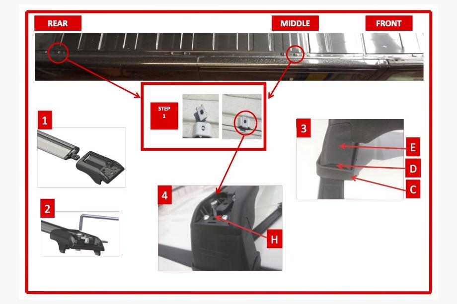 Opel Vivaro 2001–2015 Barras de techo para puntos de anclaje originales con llave (2 uds) Foto 3