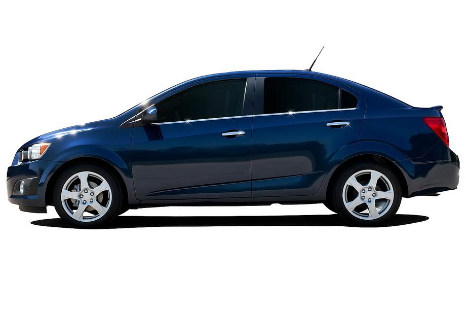 Chevrolet Aveo T300 2011-2020 Molduras inferiores de ventanas acero inoxidable Hatchback, OmsaLine - Acero Inoxidable Italiano Image
