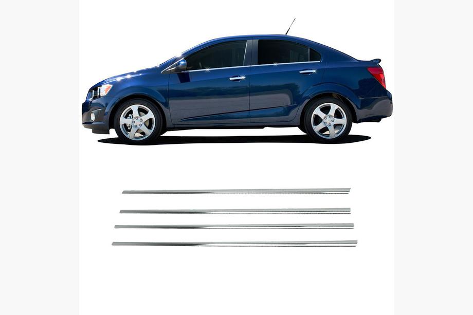 Chevrolet Aveo T300 2011-2020 Molduras inferiores de ventanas acero inoxidable Sedán, Carmos - Acero Turco Foto 2