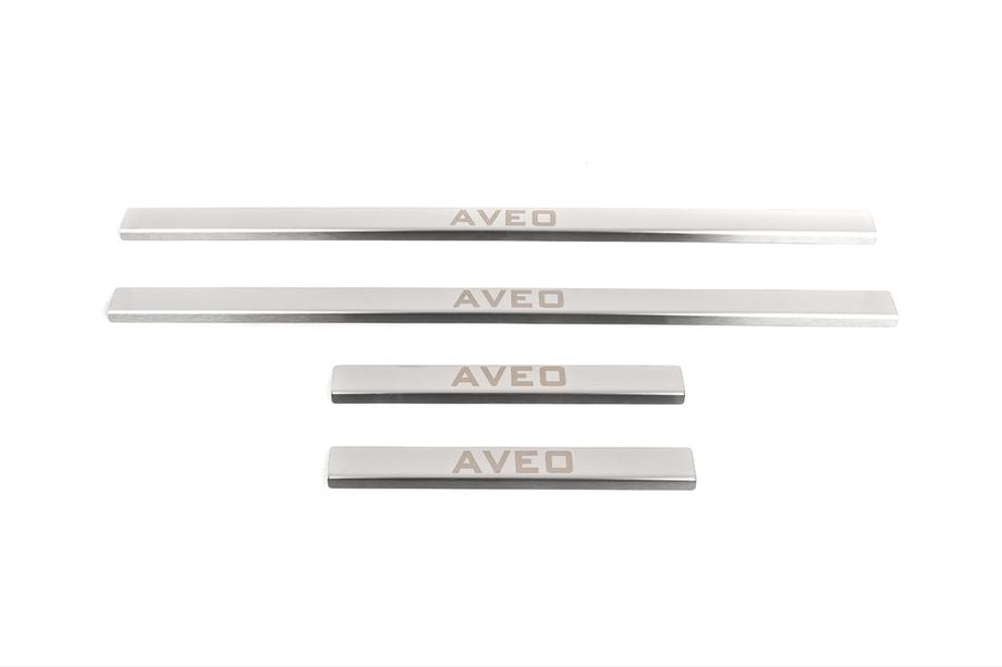Chevrolet Aveo T250 2005-2011 Protector de umbral de puerta de acero inoxidable Carmos (4 uds) Foto 2