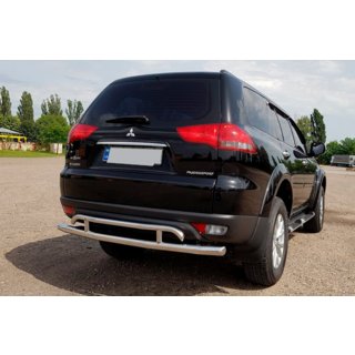 Protector trasero AK002-2 (2 uds, acero inoxidable) Mitsubishi Pajero Sport 2008-2015 foto 3