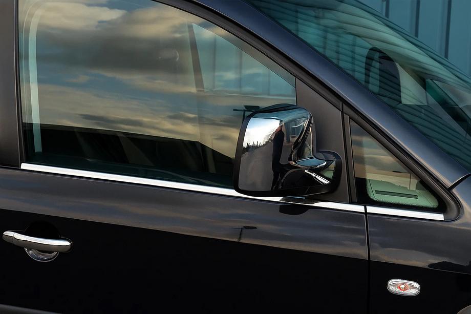 Volkswagen Caddy 2010-2015 Molduras inferiores de ventana acero inoxidable Delanteros, Carmos - Acero Turco Image