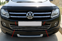 Volkswagen Amarok 2010-2022 Cubiertas de acero inoxidable para parachoques delantero con diseno de sonrisa (3 uds) foto 1