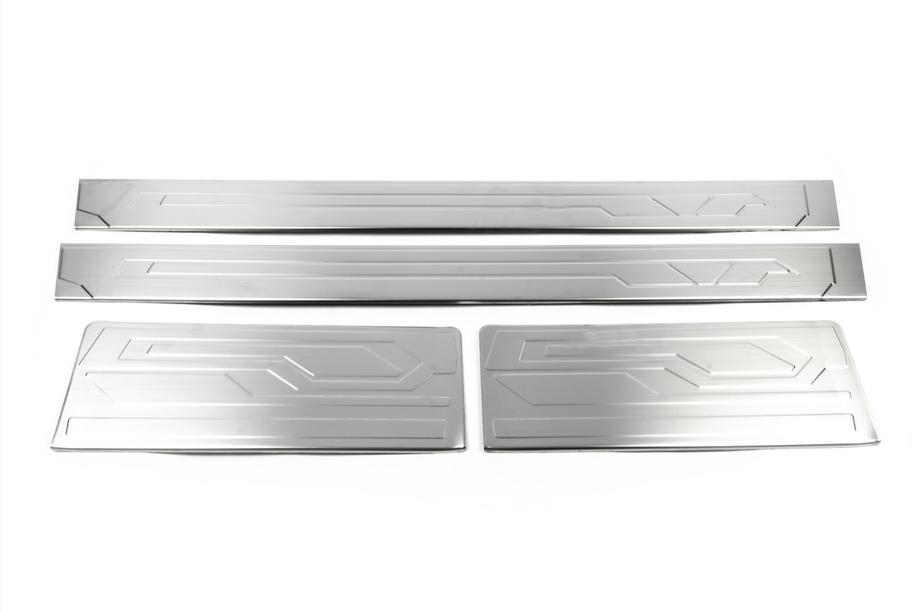 Ford Custom 2013-2022 Protecciones de umbral interior de acero inoxidable OmsaLine 3 Puertas Foto 3