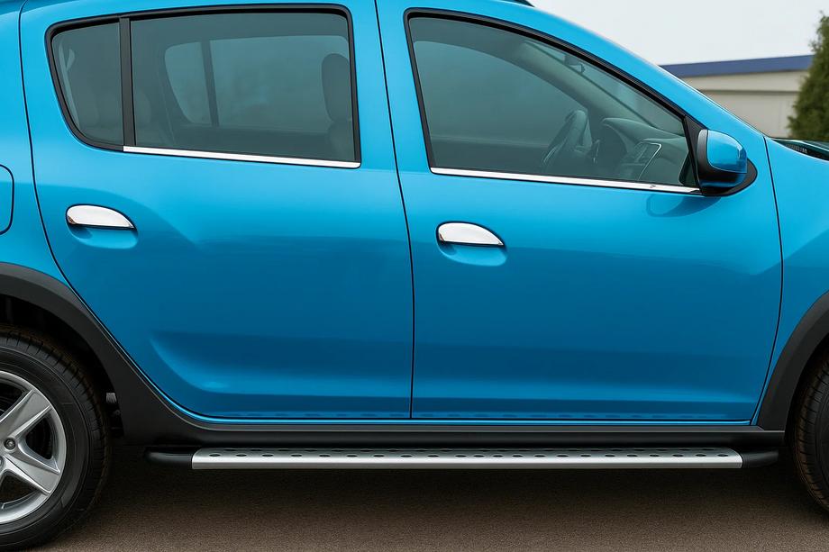 Renault Sandero 2007-2013 Molduras exteriores de ventanas acero inoxidable (4 uds) OmsaLine - Acero Inoxidable Italiano Image