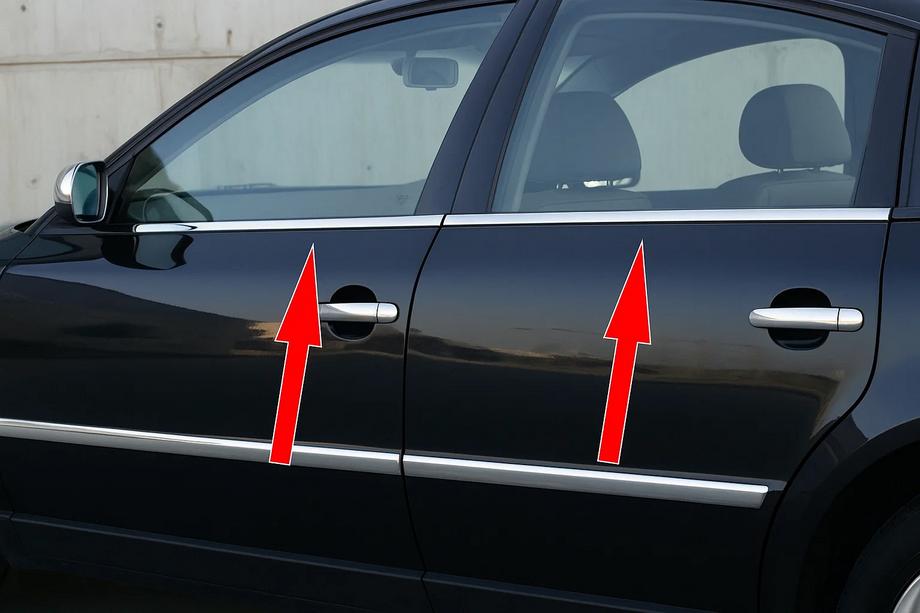 Volkswagen Passat B5 1997-2005 Molduras exteriores de ventanas acero inoxidable (4 uds) Carmos - Acero Inoxidable Turco Image