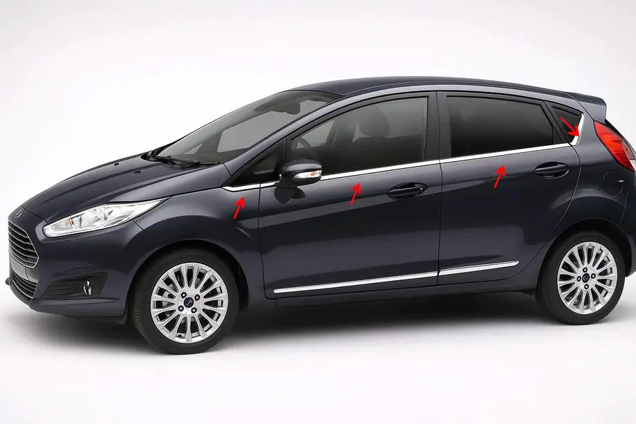 Ford Fiesta 2008-2017 Molduras de ventana acero inoxidable (8 uds) Image