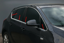 Opel Astra J 2009-2015 Molduras inferiores de ventana cromadas (Hatchback, 8 uds, acero inoxidable) foto 1