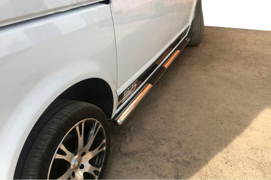 Volkswagen T5 Multivan 2003–2010 Barras Laterales (2 uds., Acero Inoxidable) 60mm, Batalla Corta Foto 11