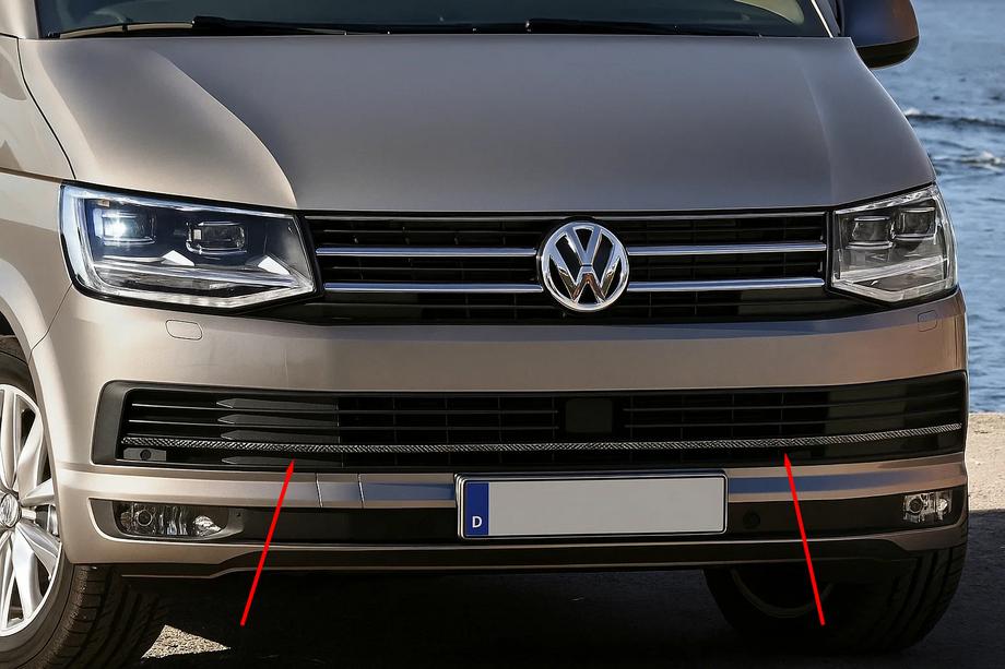 Volkswagen T6 2015-2024 Cubiertas de rejilla de parachoques 2015-2019 (3 piezas, carbono) Foto 1