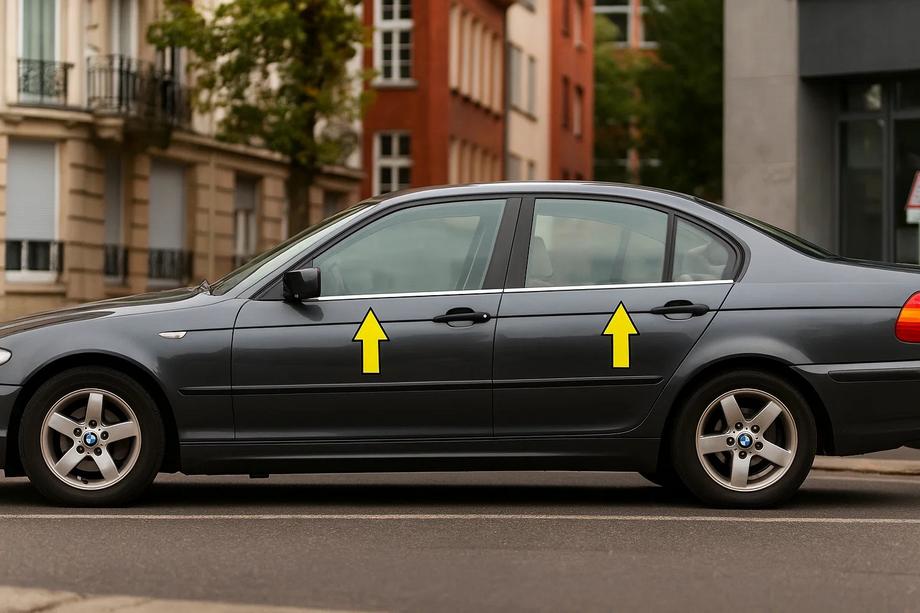 BMW 3 Series E46 1998-2006 Molduras de ventanas acero inoxidable Carmos - Acero Inoxidable Turco Image