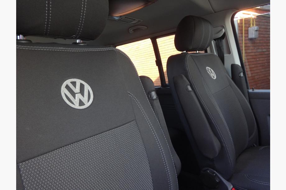 Volkswagen T5 Caravelle 2004-2010 Fundas de Asientos de Coche (Cuero Ecológico y Tela, Premium) Asientos delanteros (2↗1) Foto 12