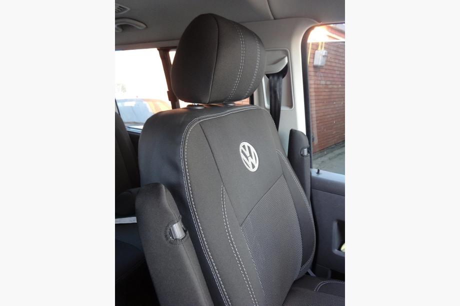Volkswagen T5 Caravelle 2004-2010 Fundas de Asientos de Coche (Cuero Ecológico y Tela, Premium) Asientos delanteros (2↗1) Foto 14