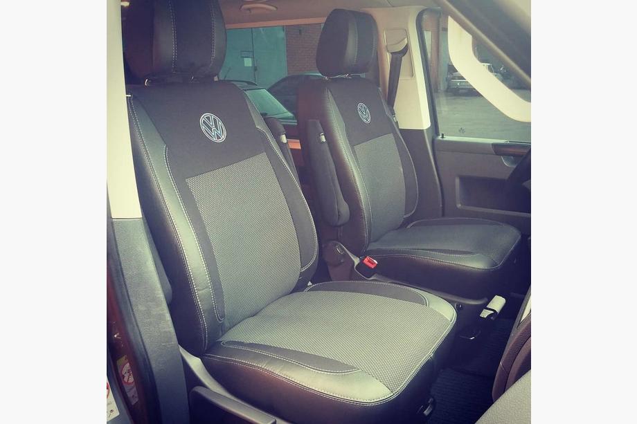 Volkswagen T5 Caravelle 2004-2010 Fundas de Asientos de Coche (Cuero Ecológico y Tela, Premium) Asientos delanteros (2↗1) Foto 7