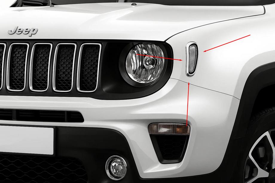 Jeep Renegade 2014- Cubiertas de cromo para intermitentes laterales (2 uds acero inoxidable) Image