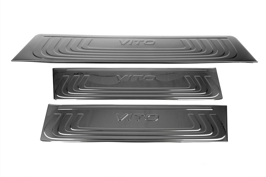 Mercedes Vito/V-class W447 2014- Cubiertas de umbral interior Negro Cromo (acero inoxidable) Foto 3