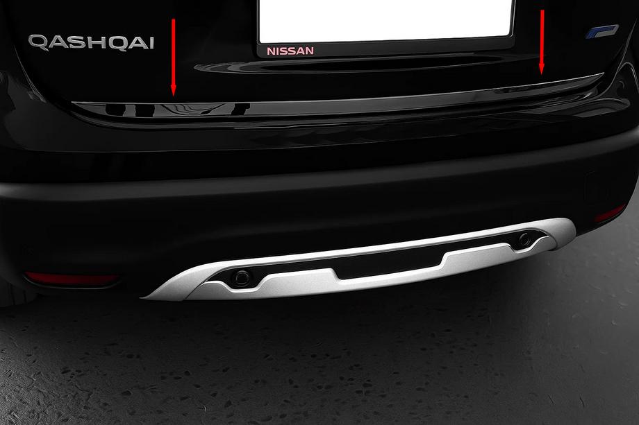 Nissan Qashqai 2014-2021 Moldura de maletero Cromo Negro (Acero Inoxidable) Image