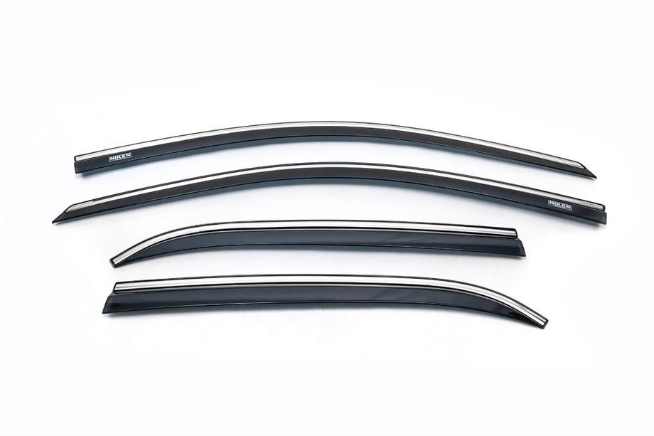 Hyundai I-20 2014-2020 Deflectores de ventana con moldura cromada (4 uds, Niken) Foto 2