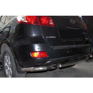 Barras traseras de esquina con parte central AK0073 (2 uds, acero inoxidable) Hyundai Santa Fe 2 2006-2012