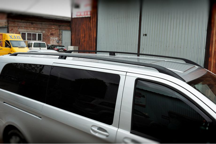 Mercedes Vito/V-class W447 2014- Barras de techo negras CAN Diseno Original (Pies de metal) Batalla Media (LONG) Foto 3