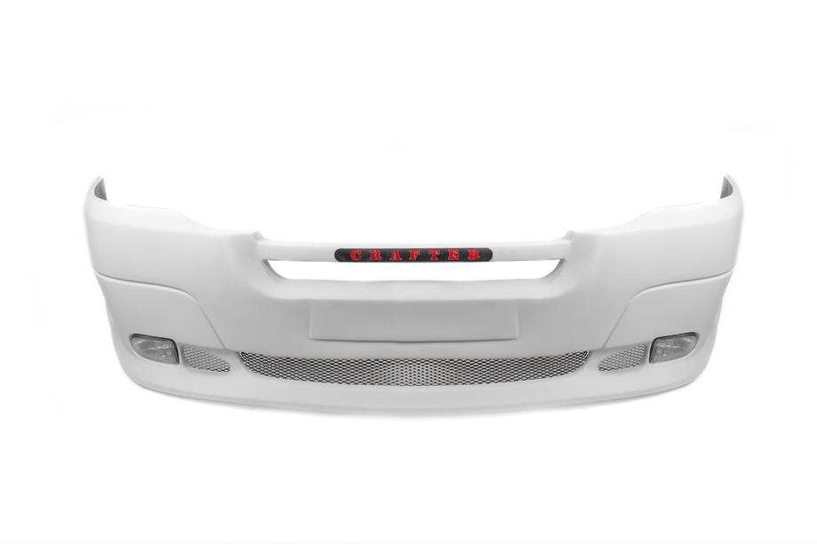 Volkswagen Crafter 2006-2016 Labio de parachoques delantero con 2 huecos para faros (imprimado para pintar) Foto 3