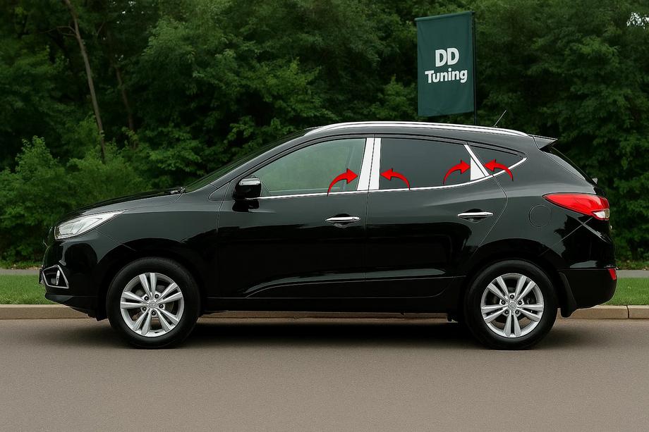 Hyundai IX-35 2010-2015 Molduras de Acero Inoxidable para Pilares de Puerta (8 uds) Image