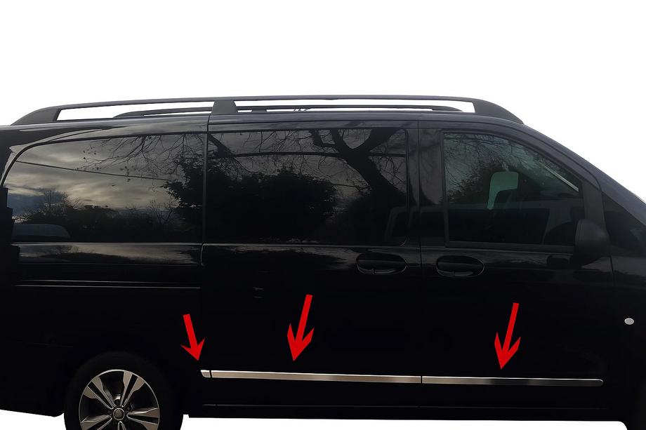 Mercedes Vito/V-class W447 2014- Molduras de puertas (6 piezas, acero inoxidable) Image