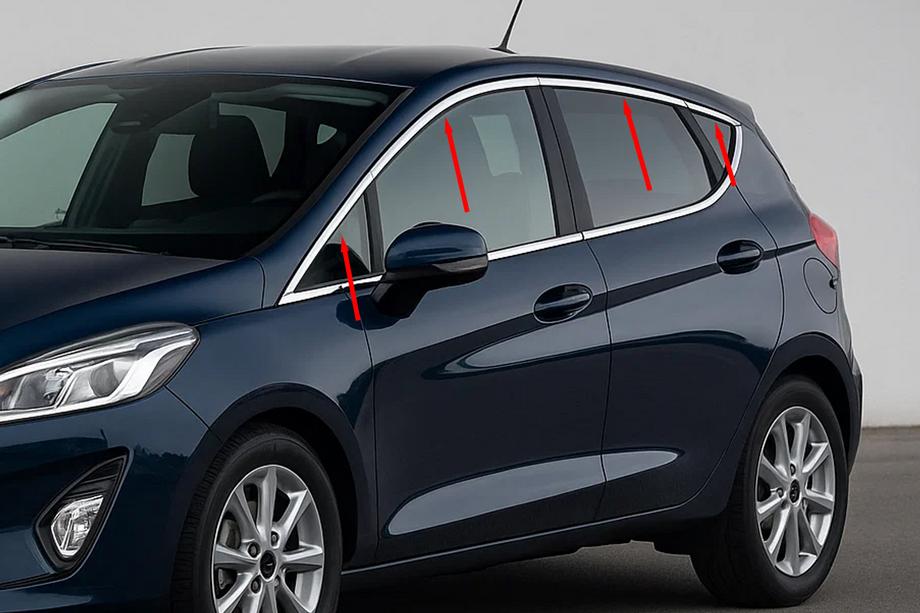 Ford Fiesta 2017- Molduras superiores de ventana acero inoxidable (8 uds) Foto 1