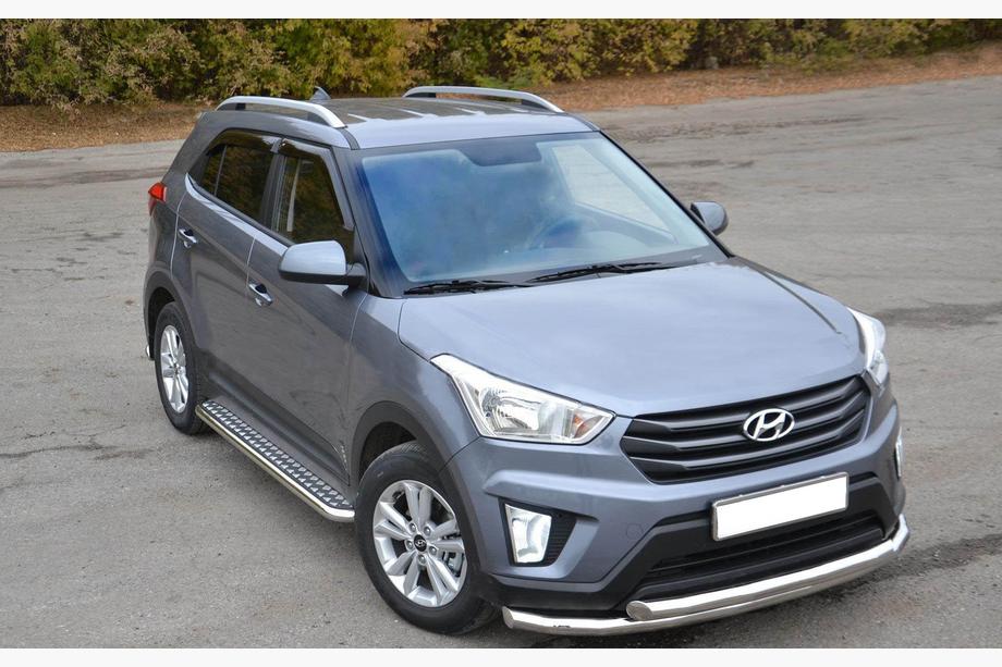 Hyundai Creta 2014-2020 Defensa Delantera ST014 (Acero Inoxidable) d60/42 Image