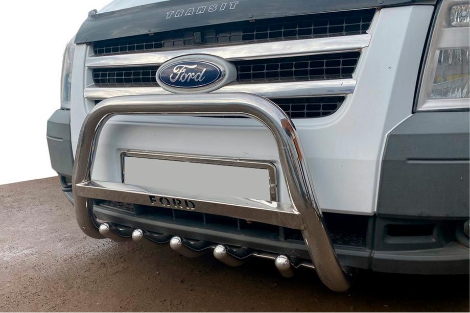 Ford Transit 2000–2014 Defensa Delantera WT004 Acero Inoxidable Image