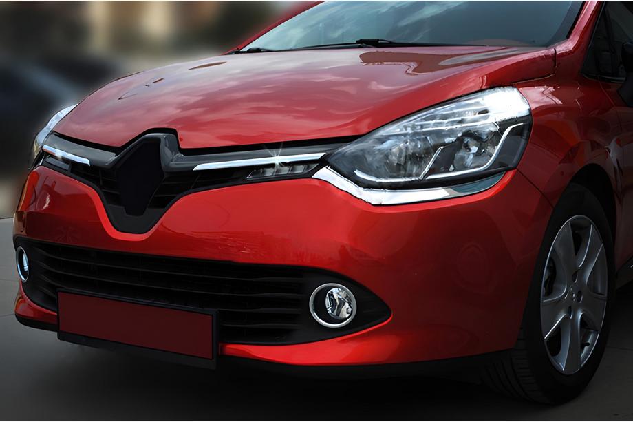 Renault Clio IV 2012-2019 Cubiertas de rejilla OmsaLine (2 uds, acero inoxidable) Cromo Rojo Foto 1