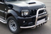 Suzuki Jimny 1998-2018 Defensa delantera QT007-Exclusive (con inscripción, acero inoxidable) foto 4