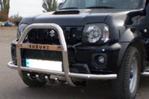 Suzuki Jimny 1998-2018 Defensa delantera QT007-Exclusive (con inscripción, acero inoxidable) foto 3